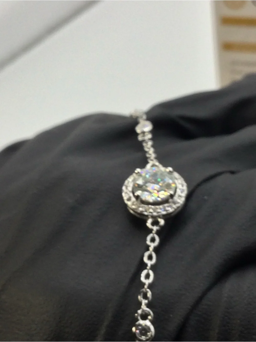 Moissanite Halo Bracelet in Silver